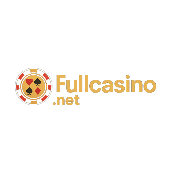 룰렛 아이콘과 황금색 텍스트가 포함된 Fullcasino.net 로고